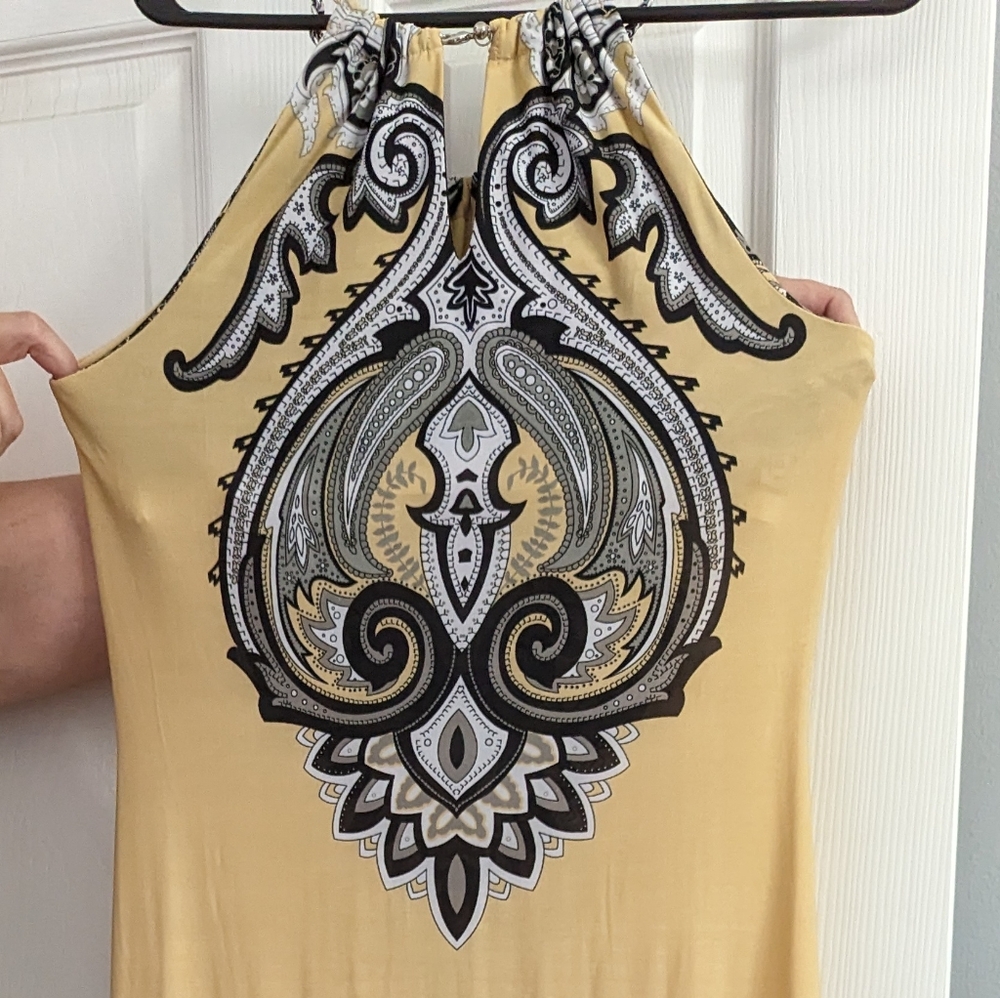 Milano Paisley Light Yellow, Black and White Dress